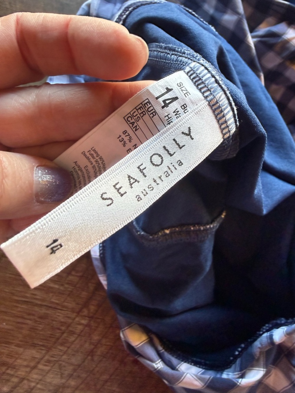 Seafolly Navy and White Gingham One-Piece Swimsuit - Picture 5 of 9